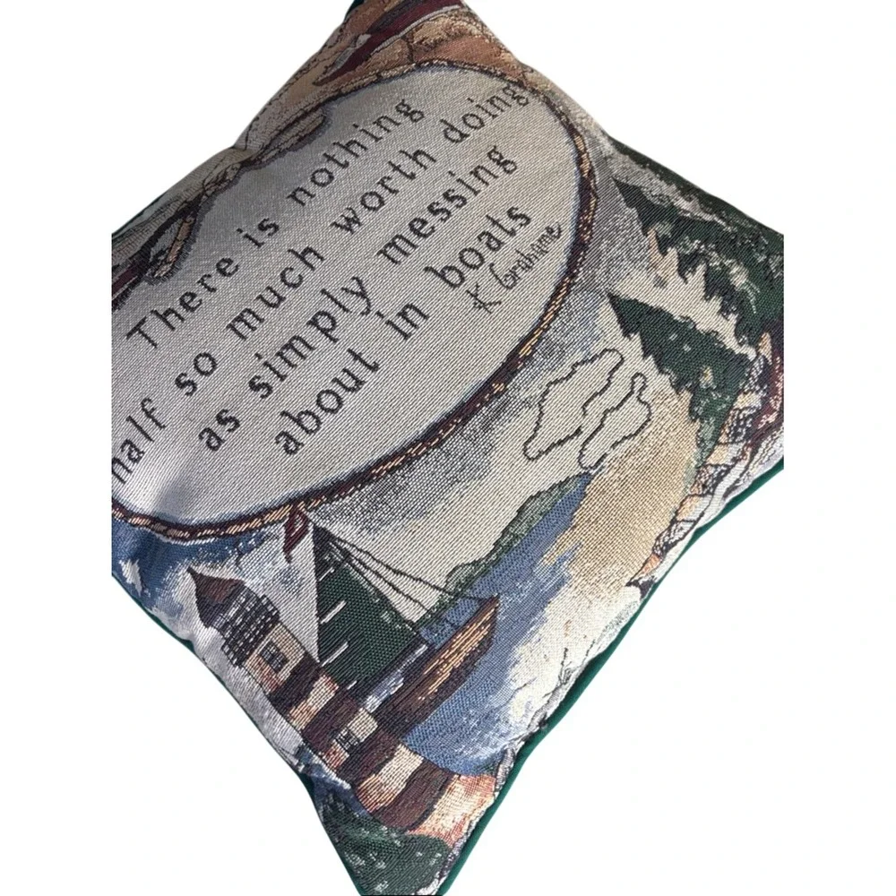 Vintage Riverdale‎ K. Grahame Quote Nautical Boats Tapestry Throw Pillow USA 15